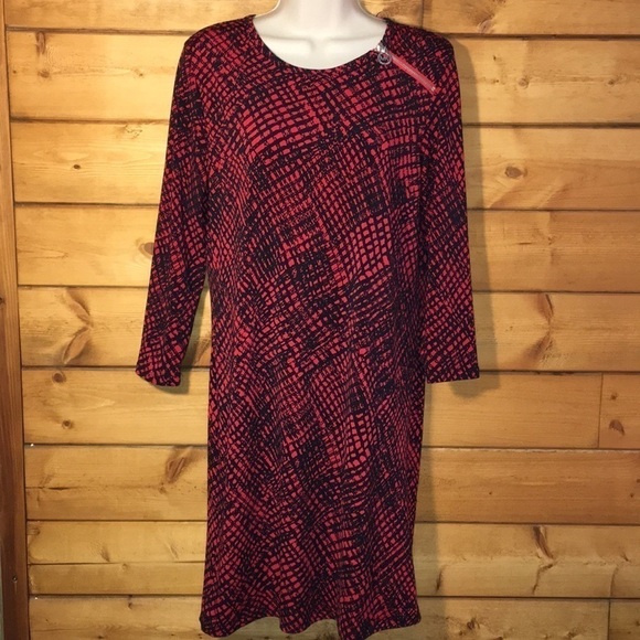 MICHAEL Michael Kors | Red Stretch Print Dress M - Picture 1 of 7